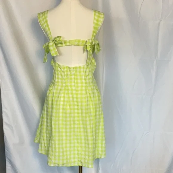 NWT for Love & Lemons August Gingham green & white mini size XL Dresses